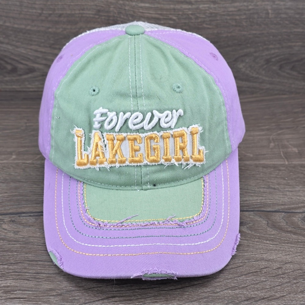 Forever Lakegirl Hat Cap Strap Back Purple Womens Distressed Golf Beach Vacation